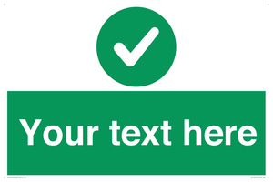 Custom green background, green circle with tick